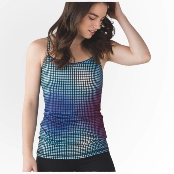 LULULEMON Power Y Tank Cosmic Dot Workout Top Size 4 - Picture 1 of 5